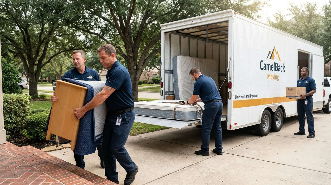 Crew loading residential truck for cross-state move from Garfield, NJ