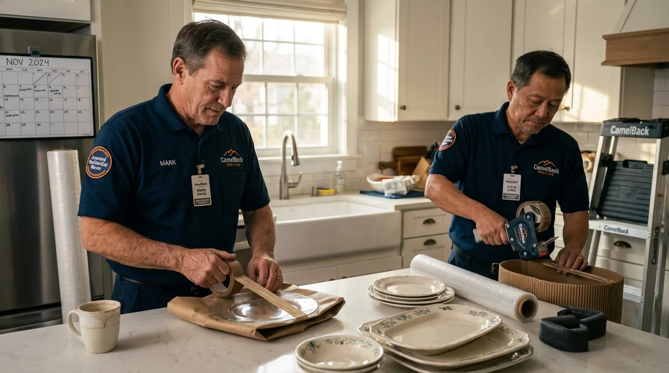Professional crew packing kitchen dishware in Garfield, NJ